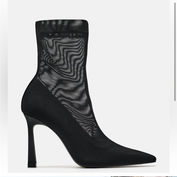 🔥last call! NWT Zara Heeled Mesh boots size 7,5 - Picture 1 of 9